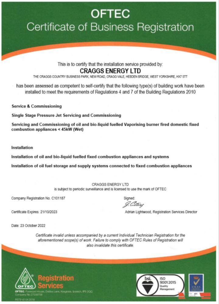 USA OFTEC certificate of registration Word and PDF template